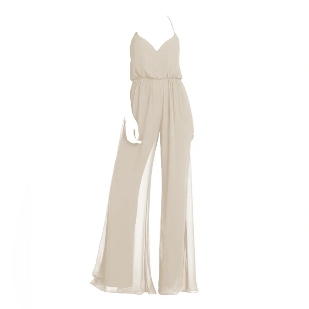Hayley Paige Bridal Wedding Chiffon Jumpsuit Style 5710 Ivory - Picture 7 of 11